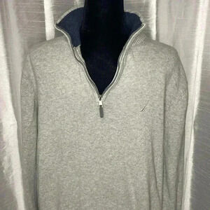 Nautica Men’s XL Gray 1/4 Zip Casual Pullover Sweater